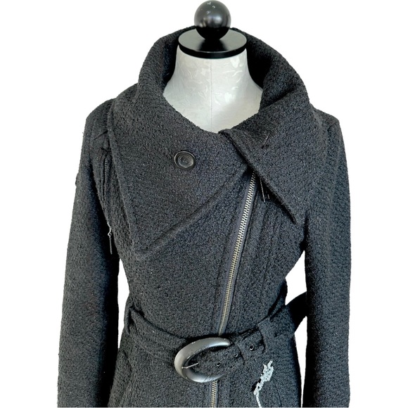 Khujo Original Ivy Jacket Asymetrical Exposed Zip Belted Black Size Small - Picture 5 of 16